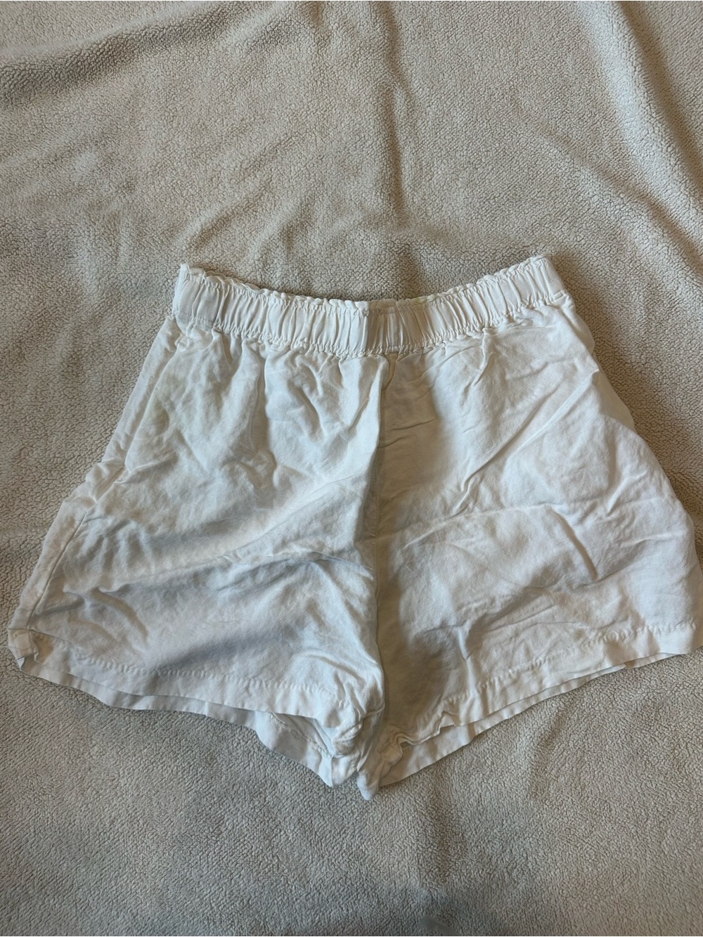 H&M White Linen Blend Pull On High Rise Shorts Size Medium